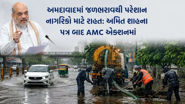 અમદાવાદમાં જળભરાવથી પરેશાન નાગરિકો માટે રાહત: અમિત શાહના પત્ર બાદ AMC એક્શનમાં, માસ્ટર પ્લાન તૈયાર