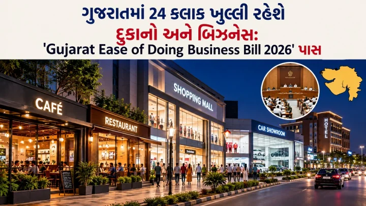 ગુજરાતમાં 24 કલાક ખુલ્લી રહેશે દુકાનો અને બિઝનેસ: 'Gujarat Ease of Doing Business Bill 2026' પાસ