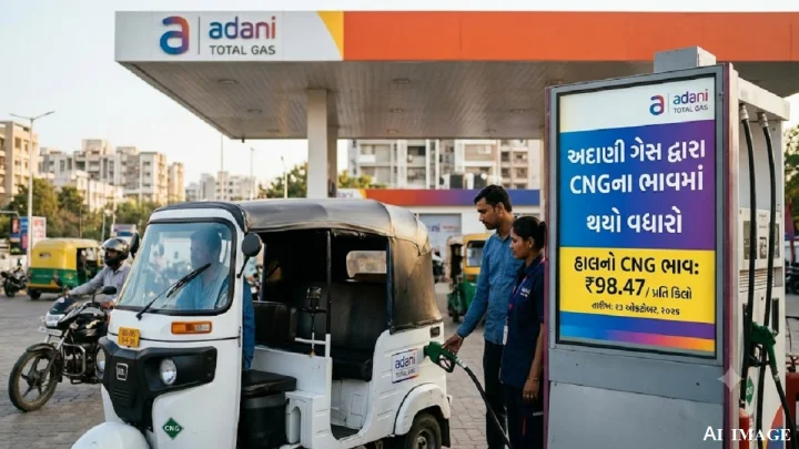 દિવાળી પહેલા મોંઘવારીનો મોટો ઝટકો: અદાણી ગેસ દ્વારા CNGના ભાવમાં પ્રતિ કિલો ₹4.45નો વધારો