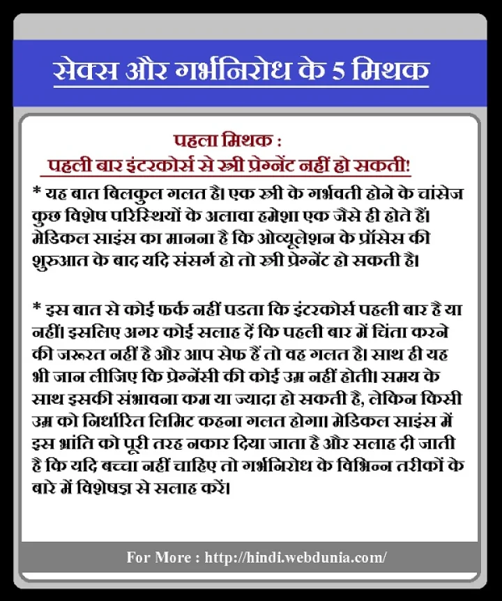 सेक्स और गर्भनिरोध के 5 मिथक, जरूर पढ़ें...