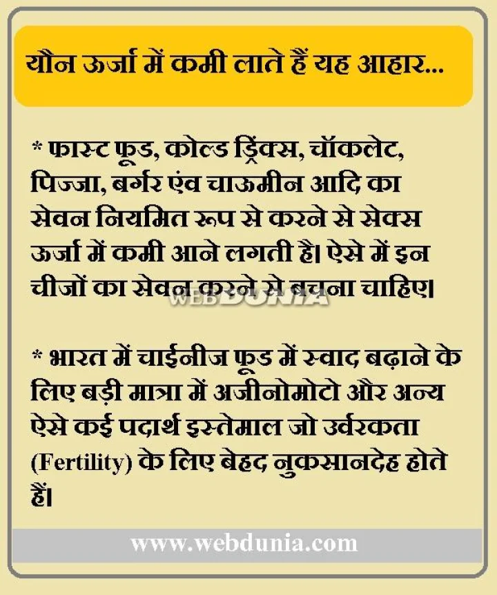 यौन ऊर्जा में कमी लाते हैं यह आहार...