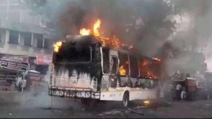 Fire at school bus