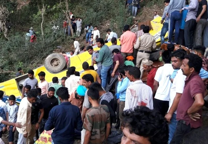 bus fell into ditch