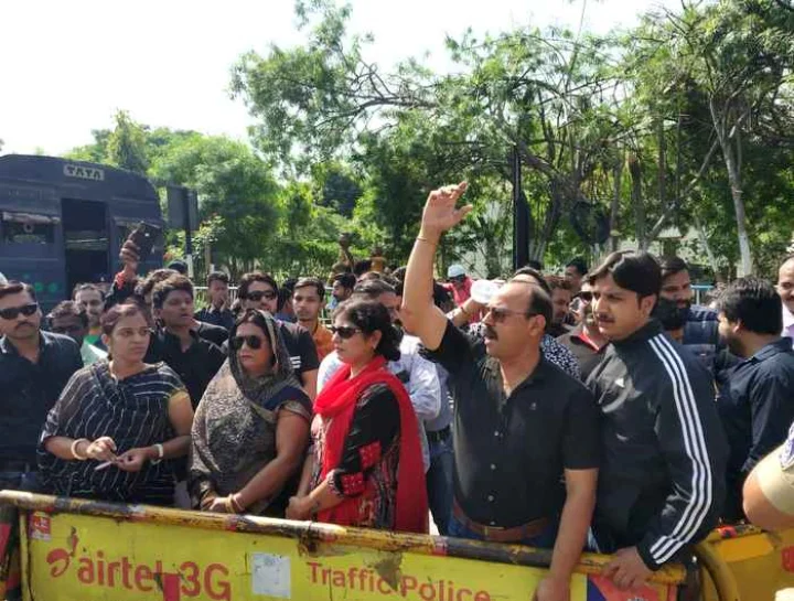 protest against amit shah