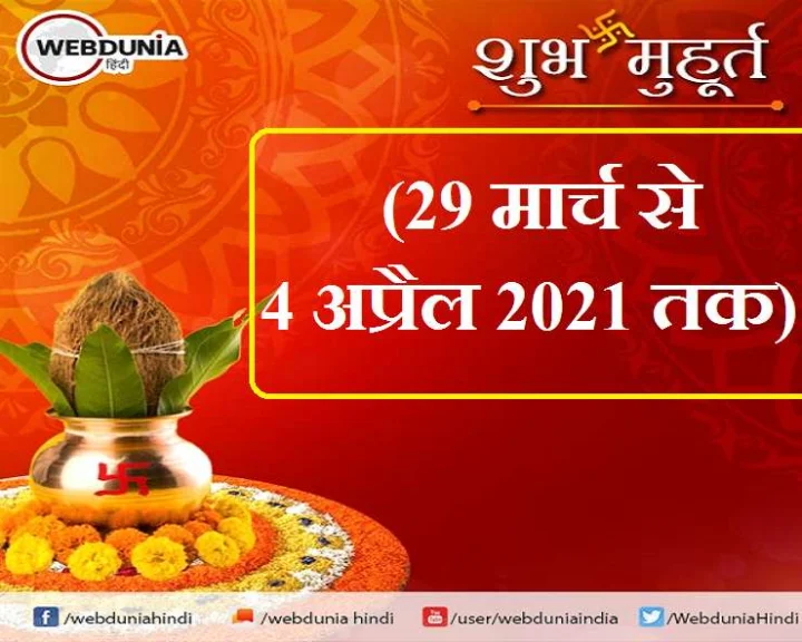 Weekly Muhurat 29 to 4 April 2021