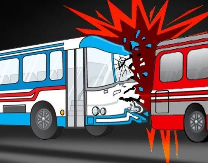 Two buses collided head-on