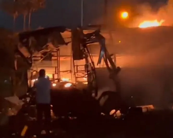 The burning bus