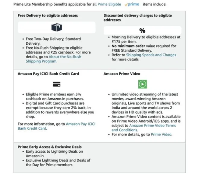 amazon prime lite subscription
