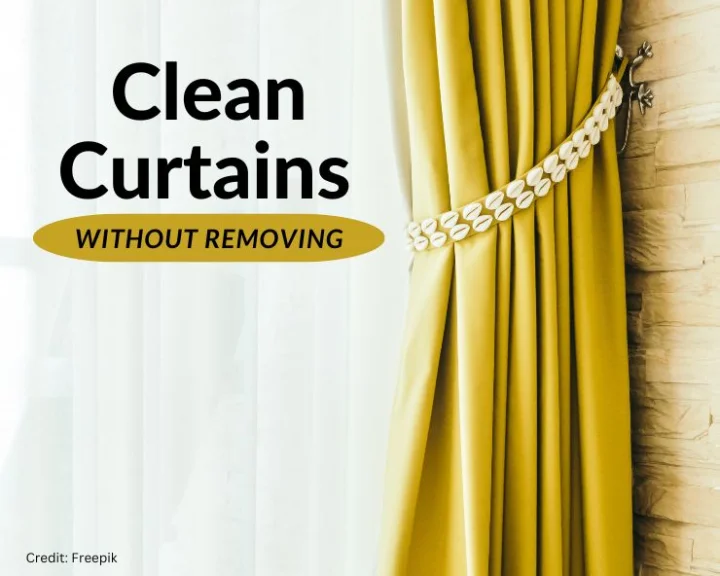 how to clean curtains while hanging