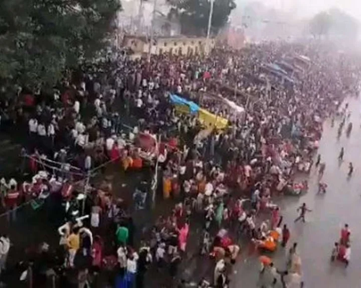 Devotees gathered to take a dip in Saryu