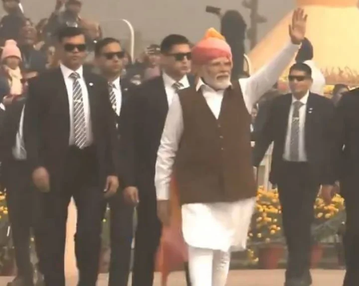 pm modi on kartavya path in republic day parade