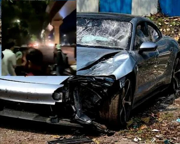 Luxury car Porsche accident