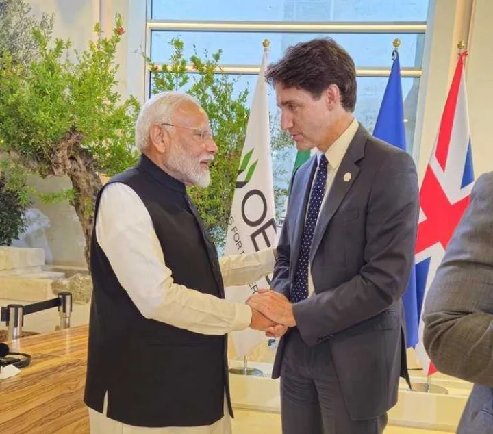 Narendra Modi meets Justin Trudeau in Italy