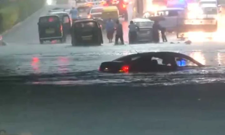 Roads filled with water due to 6 inches of rain in Delhi