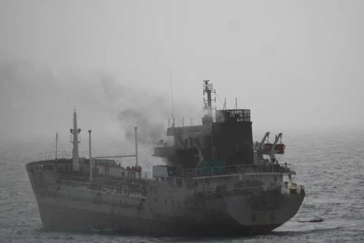Fire on Palau  flagged tanker