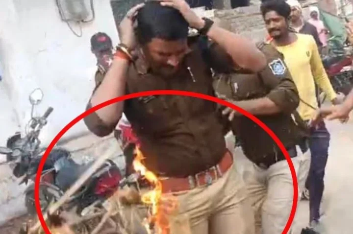 कांग्रेस प्रदर्शन के दौरान बड़ा हादसा, जला रहे थे कैलाश विजयवर्गीय का पुतला, टीआई विक्रम सिंह गंभीर रूप से झुलसे