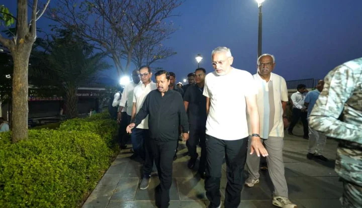 भाजपा अध्यक्ष नितिन का मिशन गुजरात, अहमदाबाद में मॉर्निंग वॉक, स्वामीजी से लिया आशीर्वाद