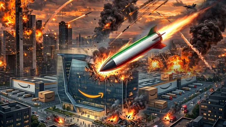 iran missile attack at amazon office AI generated Image