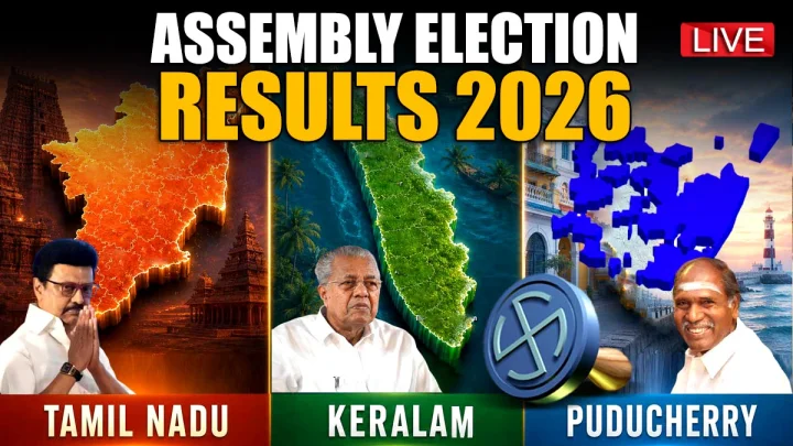 amil Nadu, Kerala, and Puducherry Election Results 2026 Party-wise Status