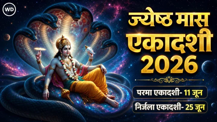 Shri Hari Narayan in the picture and information related to Parama and Nirjala Ekadashi of Jyeshtha month in 2026 in the image caption