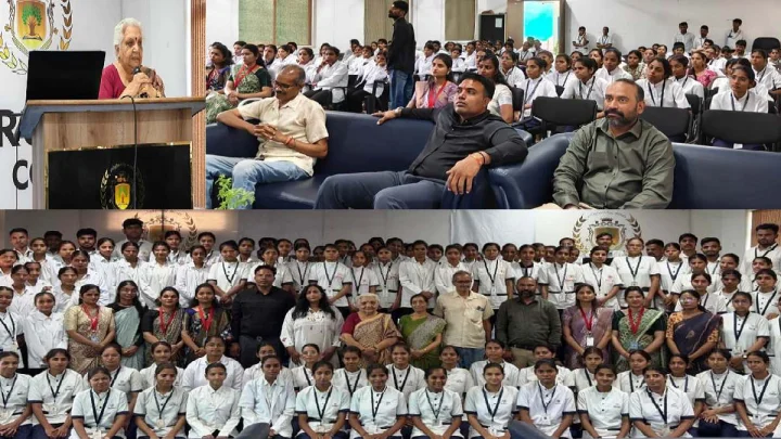 Students and faculty of Edu Serumex Nursing College with environmentalist Dr. Janaka Palata Magilligan
