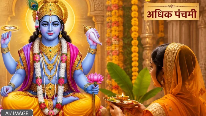 Scene of worship of Shri Hari Vishnu on Adhik Panchami of Purushottam month