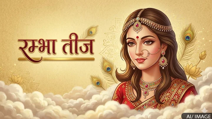 An image of Rambha, the most beautiful Apsara of heaven, on the occasion of the Rambha Teej fast