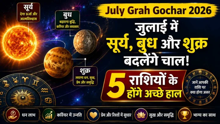 July Planet Transit 2026: सूर्य, बुध और शुक्र का गोचर बदलेगा 5 राशियों का भाग्य, जानें आपकी राशि पर असर