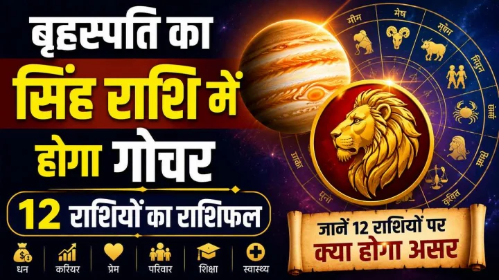 बृहस्पति का सिंह राशि में गोचर: करियर, धन और परिवार पर कैसा पड़ेगा असर? जानें 12 राशियों का राशिफल