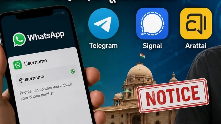 WhatsApp Username विवाद बढ़ा, सरकार की रडार पर Telegram और Signal, Arattai भी हटाएगा यूजरनेम फीचर