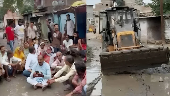 4 साल से अधूरी सड़क के लिए कीचड़ में बैठे पार्षद और रहवासी, विरोध के बाद जागा इंदौर नगर निगम
