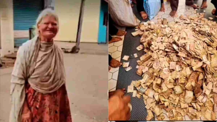 भिकारी महिलेच्या मृत्यू नंतर घरातून एकूण ८.४० लाख रुपये किमतीच्या नोटा आणि नाण्यांनी भरलेल्या ३० हून अधिक गोण्या सापडल्या