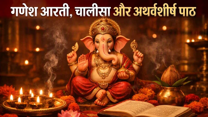 गणेश आरती, चालीसा और अथर्वशीर्ष पाठ | ganesh aarti chalisa atharvashirsha path
