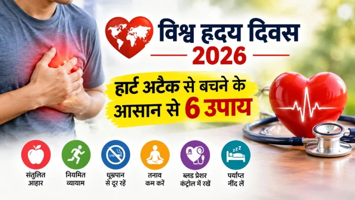 विश्व हृदय दिवस 2026: हार्ट अटैक से बचाव के 6 आसान उपाय, आज से अपनाएं ये आदतें