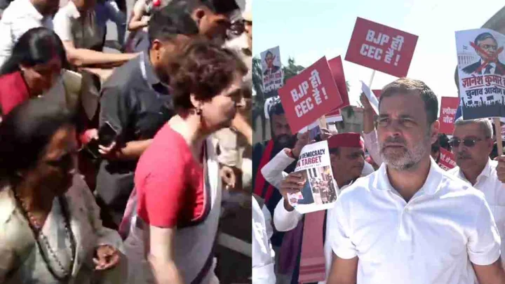 LIVE: पुलिस ने रोका विपक्षी सांसदों का मार्च, धरने पर बैठे राहुल और प्रियंका