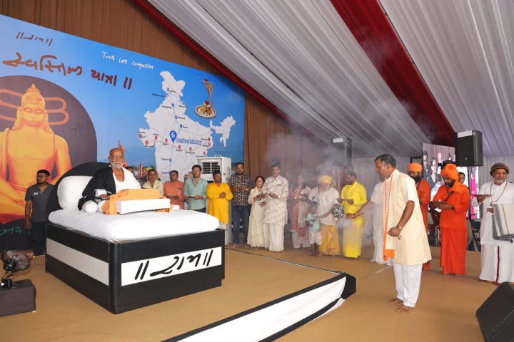 भारत स्वस्तिक यात्रा की ओंकारेश्वर में रामकथा ने आदि शंकराचार्य की आध्यात्मिक विरासत को किया रेखांकित