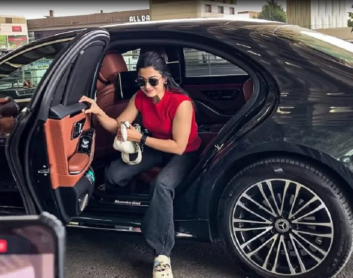 National Crush Rashmika Mandanna, Bollywood movie Chava, Mercedes S450 car