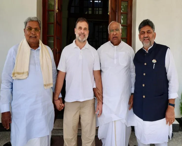 Siddaramaiah-DK Shivakumar-Rahul Gandhi-Kharge