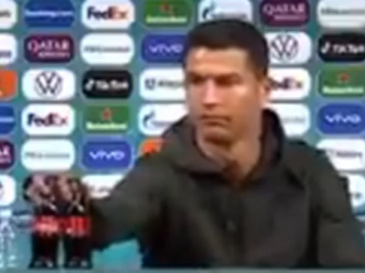 Ronaldo removes cola bottles