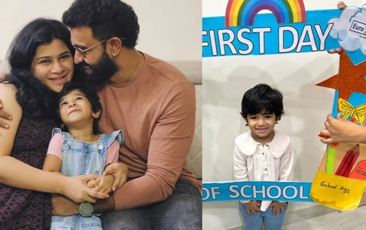 Actor Siju Wilson shared his happiness as his daughter went to school for the first time