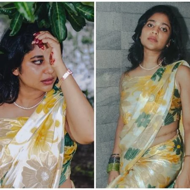 ഫ്‌ളോറല്‍ സാരിയില്‍ തിളങ്ങി സ്രിന്റ