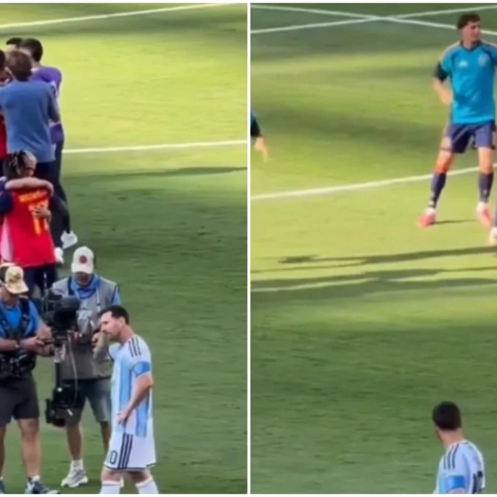 Argentina vs Spain, Messi, Argentina Spain players fight and Messi stands