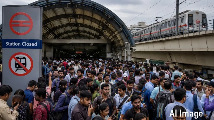 Delhi Metro, CJP Protest, Delhi Metro stations closed, New Delhi protests, Parliament security, DMRC, Arvind Kejriwal, commuters stranded, India politics, Delhi traffic