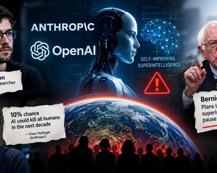 Anthropic, OpenAI, Jacob Coxon, Evan Hubinger, AI Safety, Superintelligence, Self-Improving AI, Artificial Intelligence, AI Risk, AI Regulation, Bernie Sanders, AI Development Pause, Human Extinction, Recursive Self-Improvement, AI Alignment, AI Safe