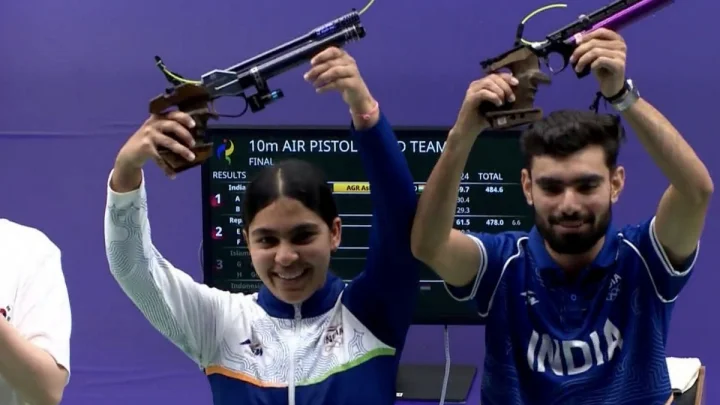 Asian Games 2026, Suruchi Inder Singh, Kamaljeet, India Shooting Gold, 10m Air Pistol Mixed Team, Aichi Nagoya Asian Games, Asian Record, Indian Shooting, Suruchi Singh Gold Medal, Kamaljeet Gold Medal, India Medal Tally, Asian Games Shooting, India