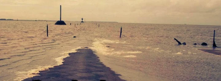 France road disappears underwater