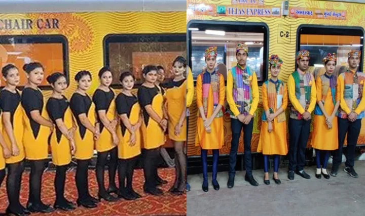 Rail hostess in tradition dress