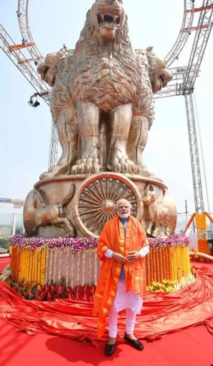 Ashok Stambh Lion with symbolism is fierce and aggressive