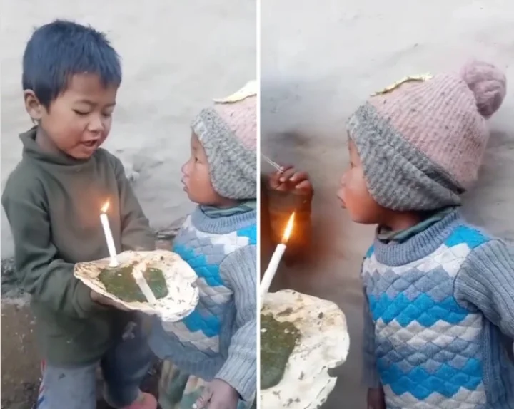 भाकरीवर मेणबत्ती लावून वाढदिवस