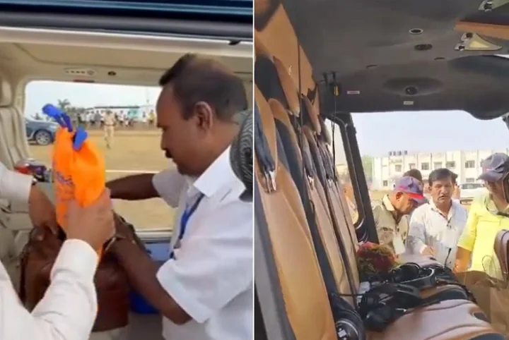 Election Commission officials check bags of Shiv Sena (UBT) Chief Uddhav Thackeray